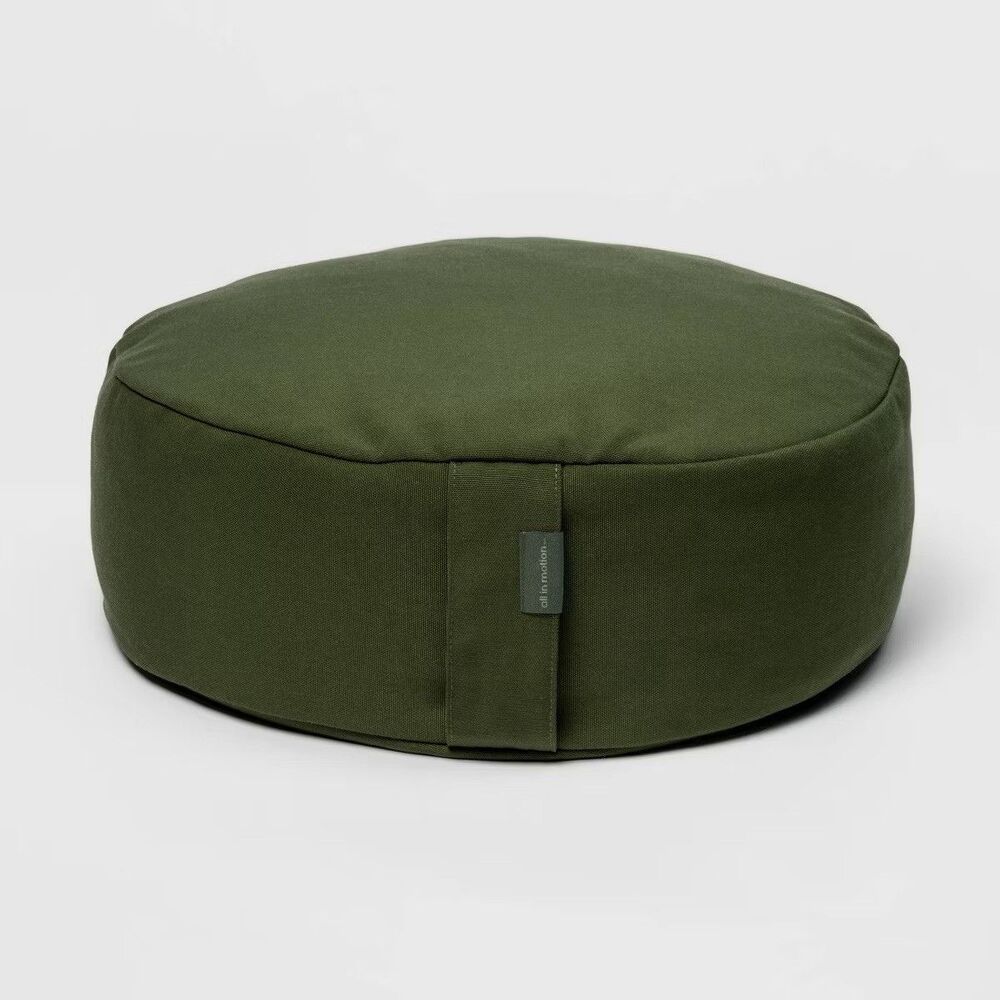 All In Motion Meditation Pillow Dark Green Buckwheat Hulls Yoga Cushion